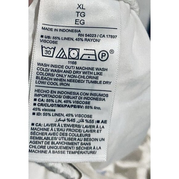 Old Navy Pants Womens XL Bright White Wide Leg High Waisted Linen Blend Boho - Picture 5 of 6